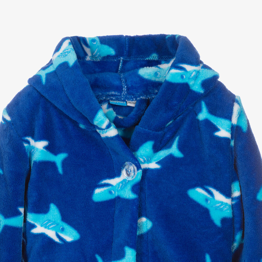 Playshoes-Blue Shark Fleece Dressing Gown | Childrensalon