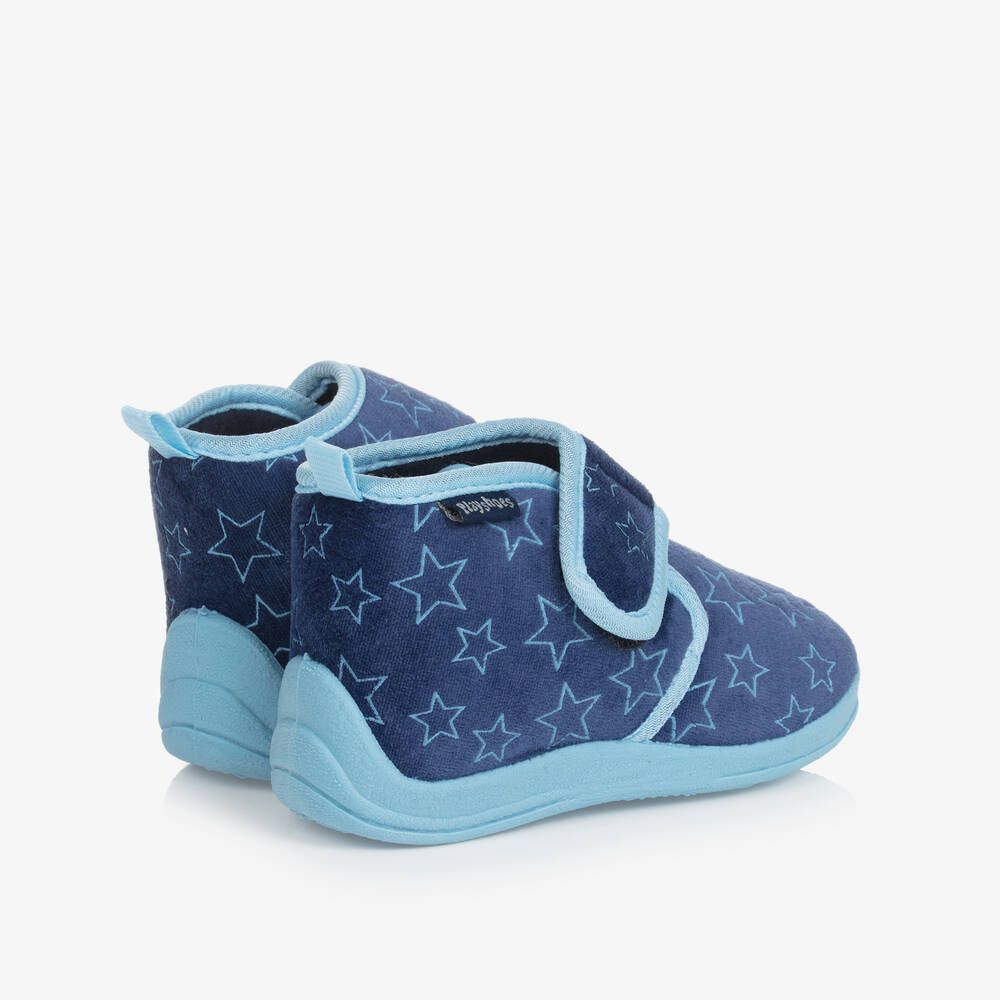 Playshoes-Blue Star Velour Slippers | Childrensalon