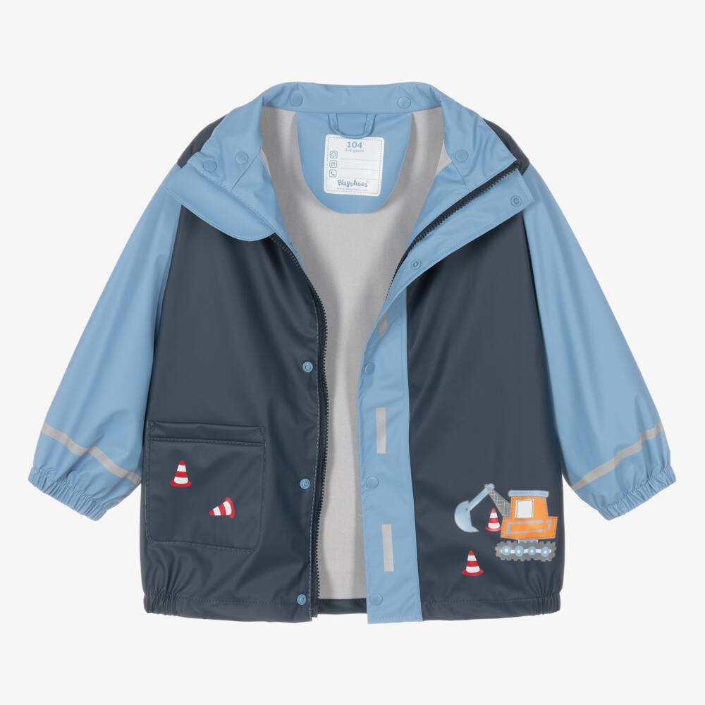 Playshoes-Boys Blue Digger Raincoat | Childrensalon