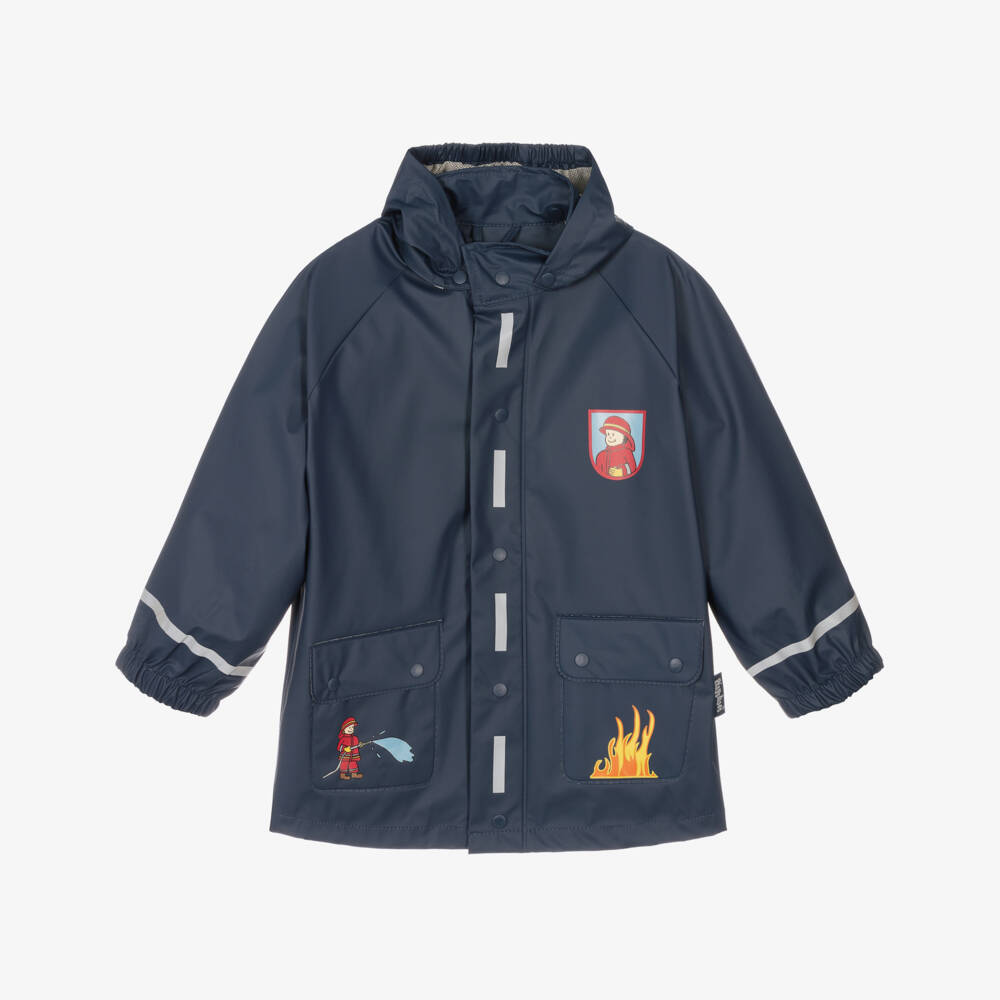 Playshoes-Boys Blue Fire Engine Raincoat | Childrensalon