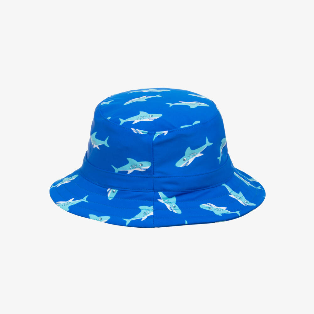 Playshoes-Boys Blue Shark Print Swim Hat (UPF 50+) | Childrensalon