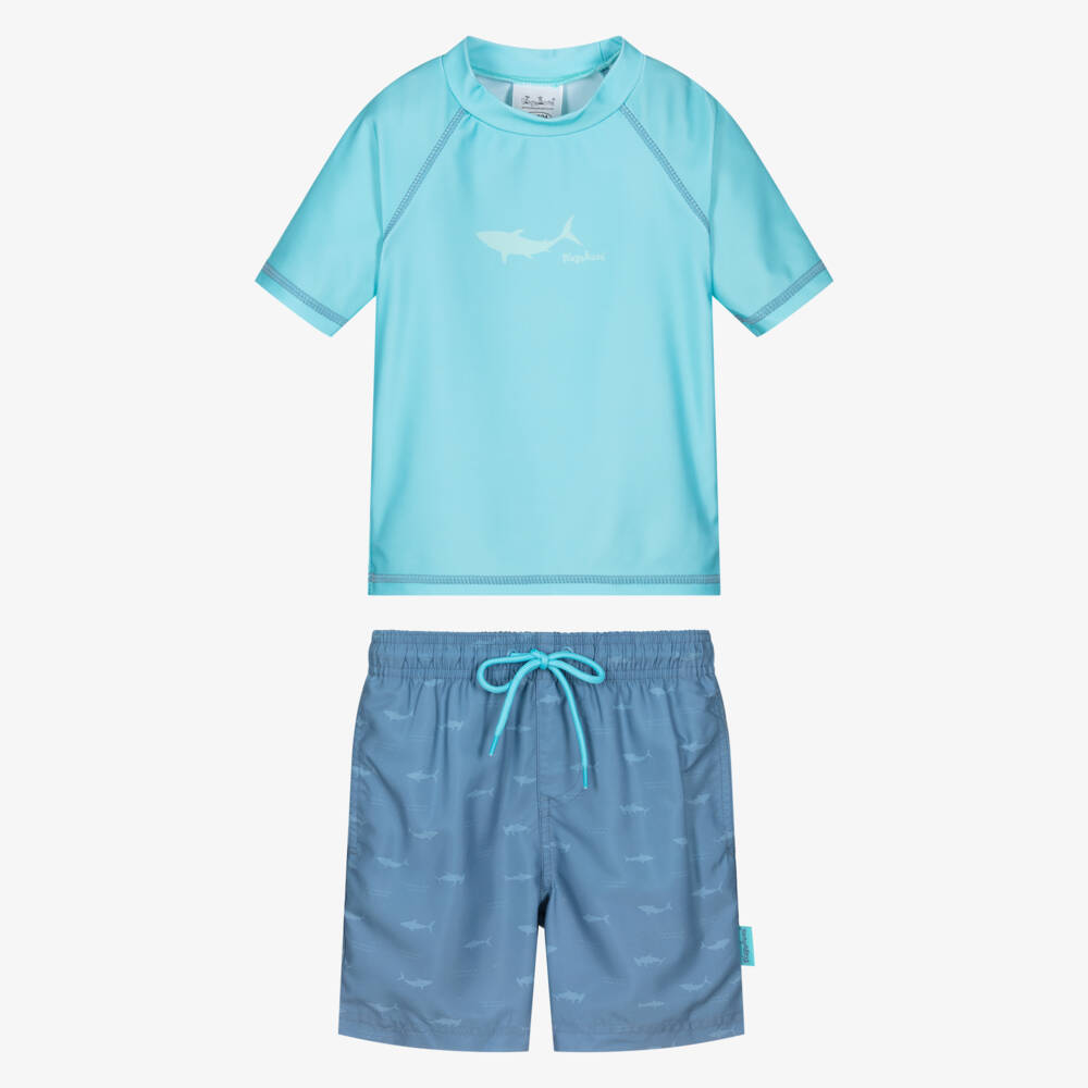 Playshoes-Boys Blue Shark Print Swim Set (UPF50+) | Childrensalon
