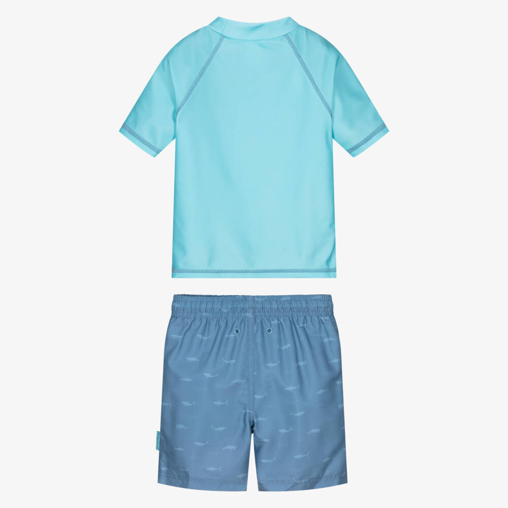 Playshoes-Boys Blue Shark Print Swim Set (UPF50+) | Childrensalon