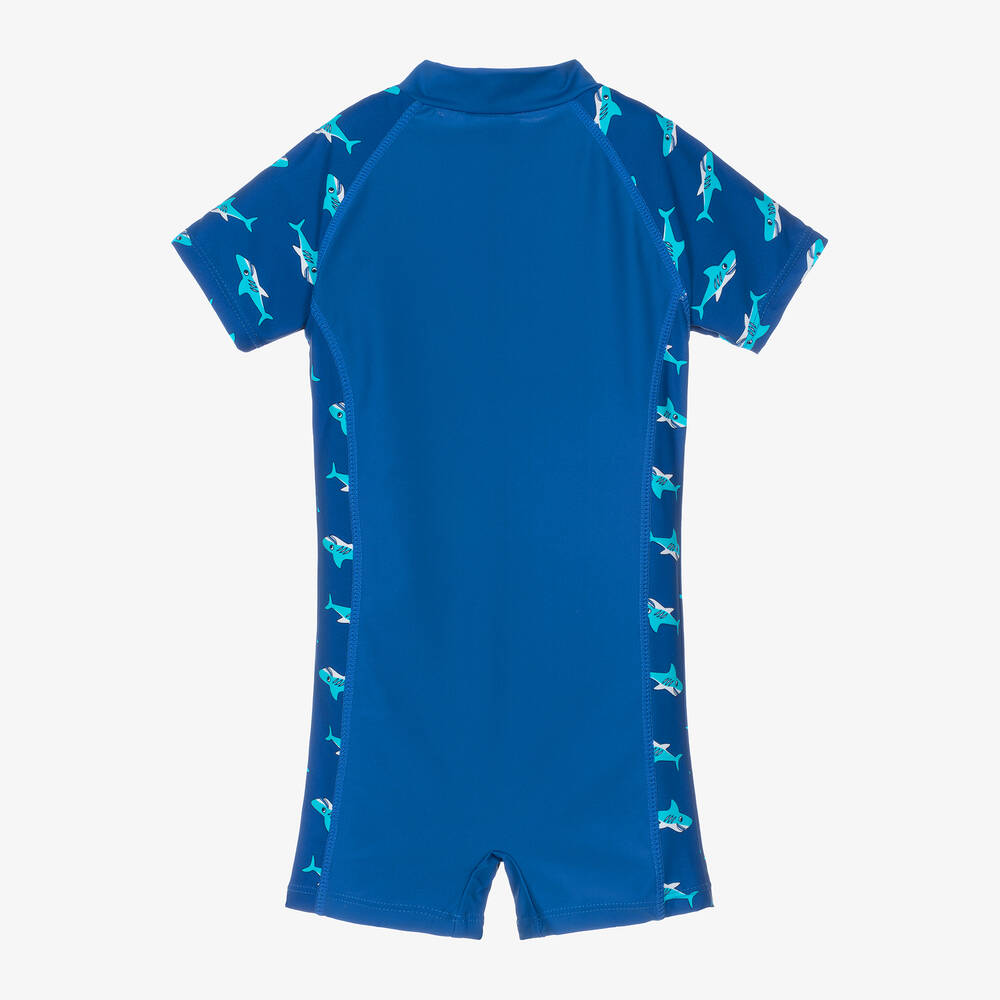 Playshoes-Boys Blue Shark Sun Suit (UPF50+) | Childrensalon