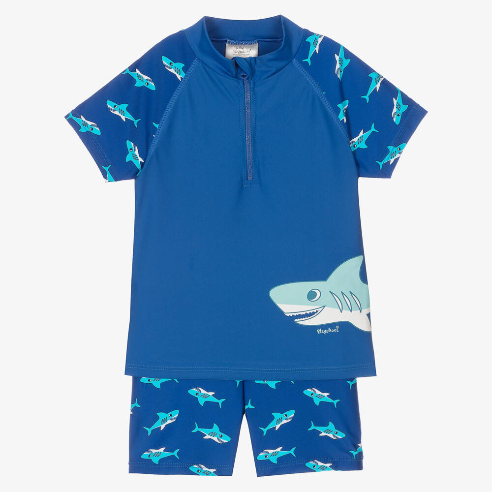 Playshoes-Boys Blue Shark Swim Shorts Set (UPF50+) | Childrensalon