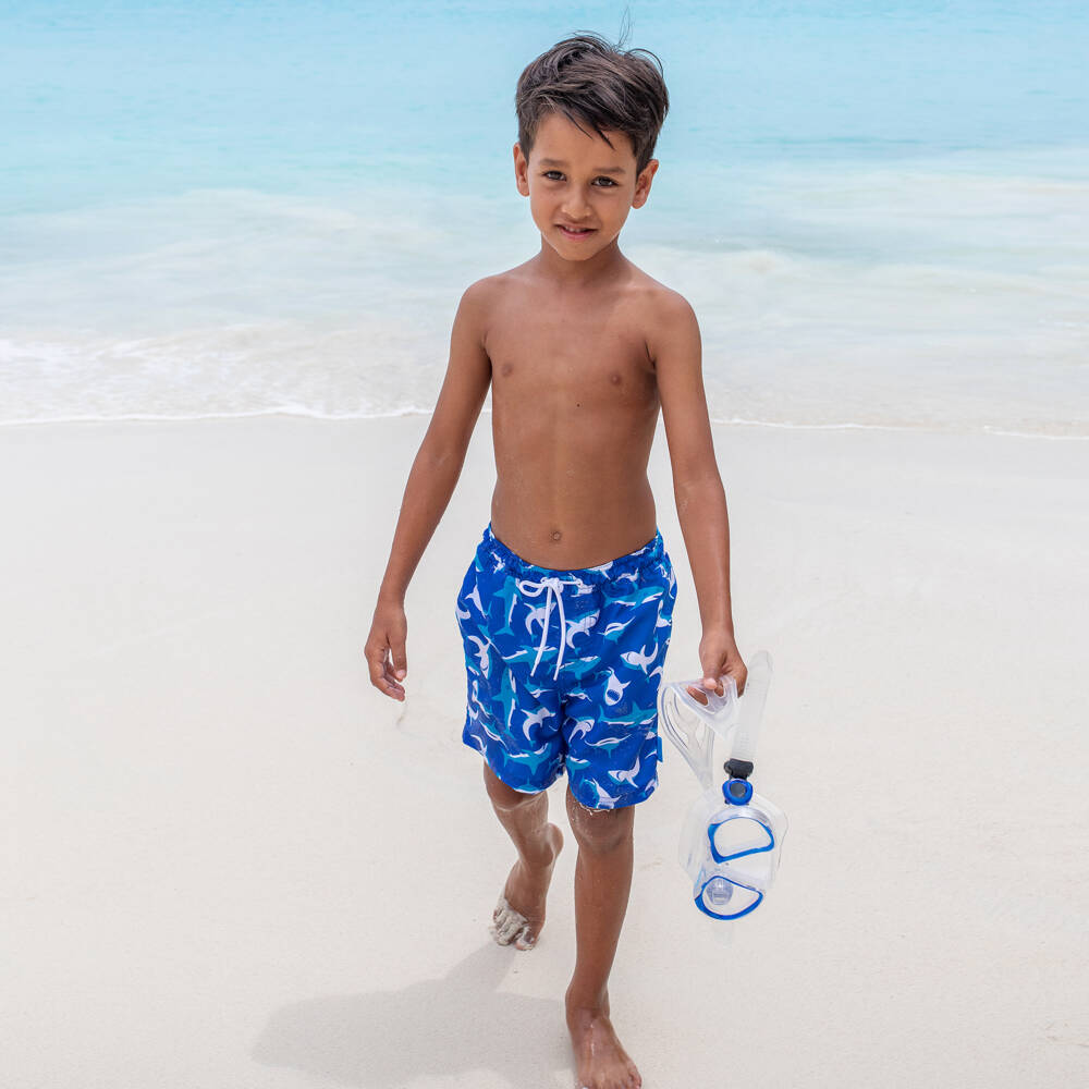 Playshoes-Boys Blue Sharks Swim Shorts (UPF50+) | Childrensalon