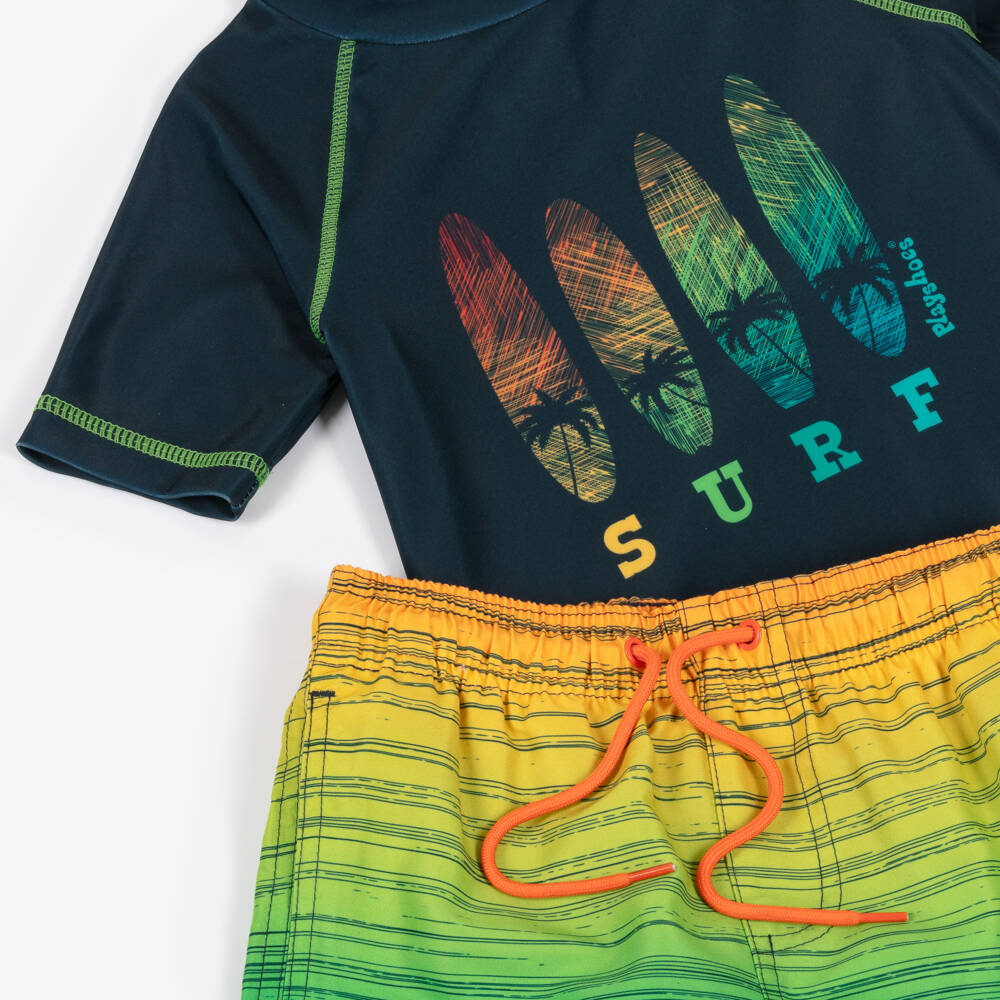 Playshoes-Купальный комплект сине-зеленый тропический для мальчиков (UPF40+) | Childrensalon