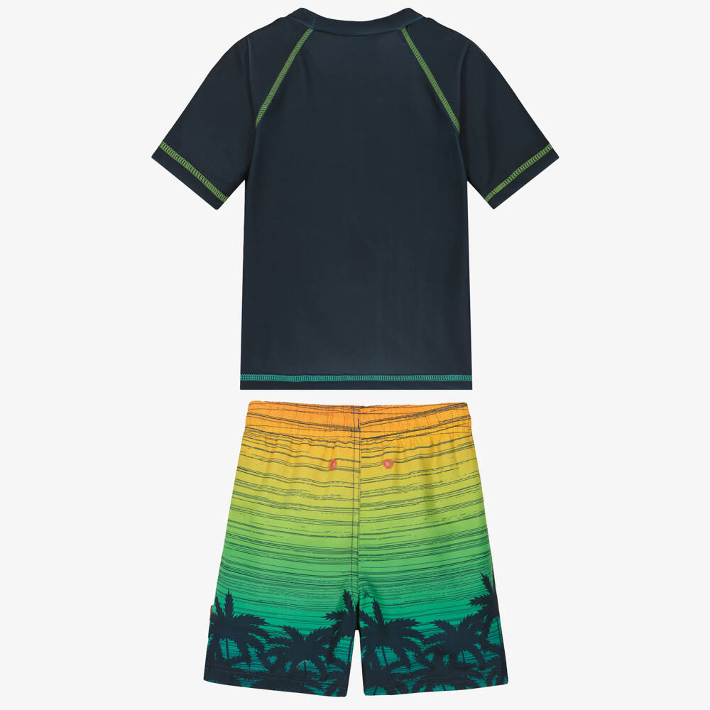 Playshoes-Купальный комплект сине-зеленый тропический для мальчиков (UPF40+) | Childrensalon