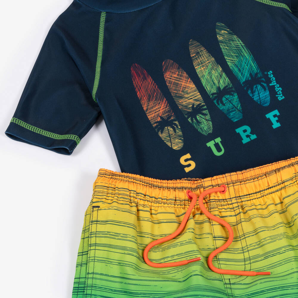 Playshoes-Купальный комплект сине-зеленый тропический для мальчиков (UPF40+) | Childrensalon