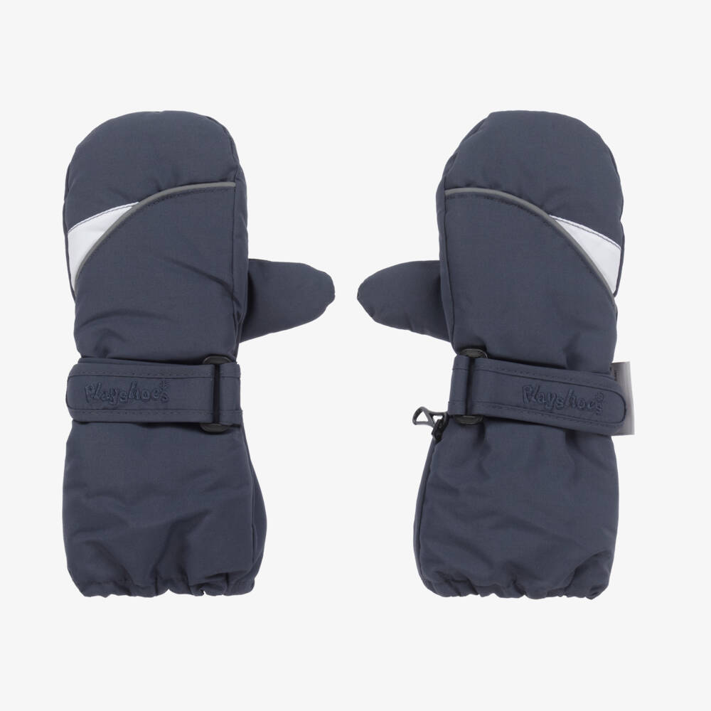 Playshoes-Extra Long Navy Blue Waterproof Thermal Ski Mittens | Childrensalon