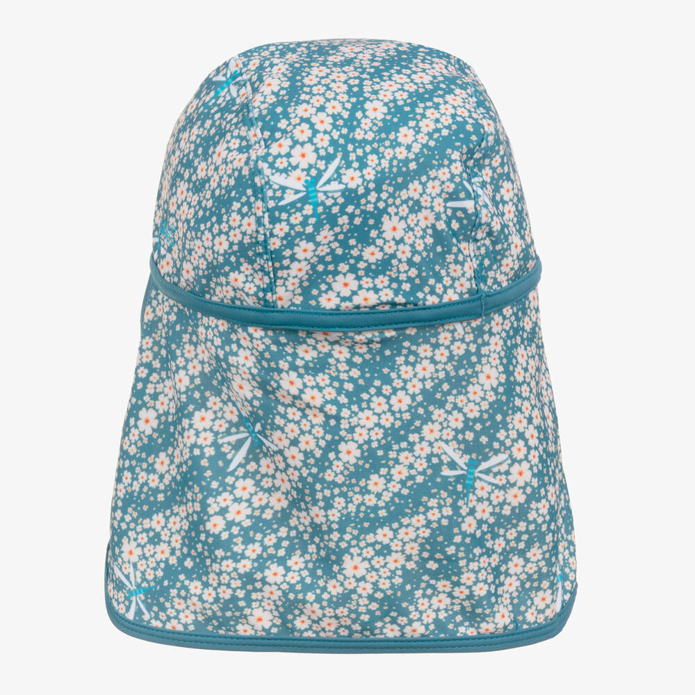 Playshoes-Girls Blue Floral Swim Hat (UPF40+) | Childrensalon