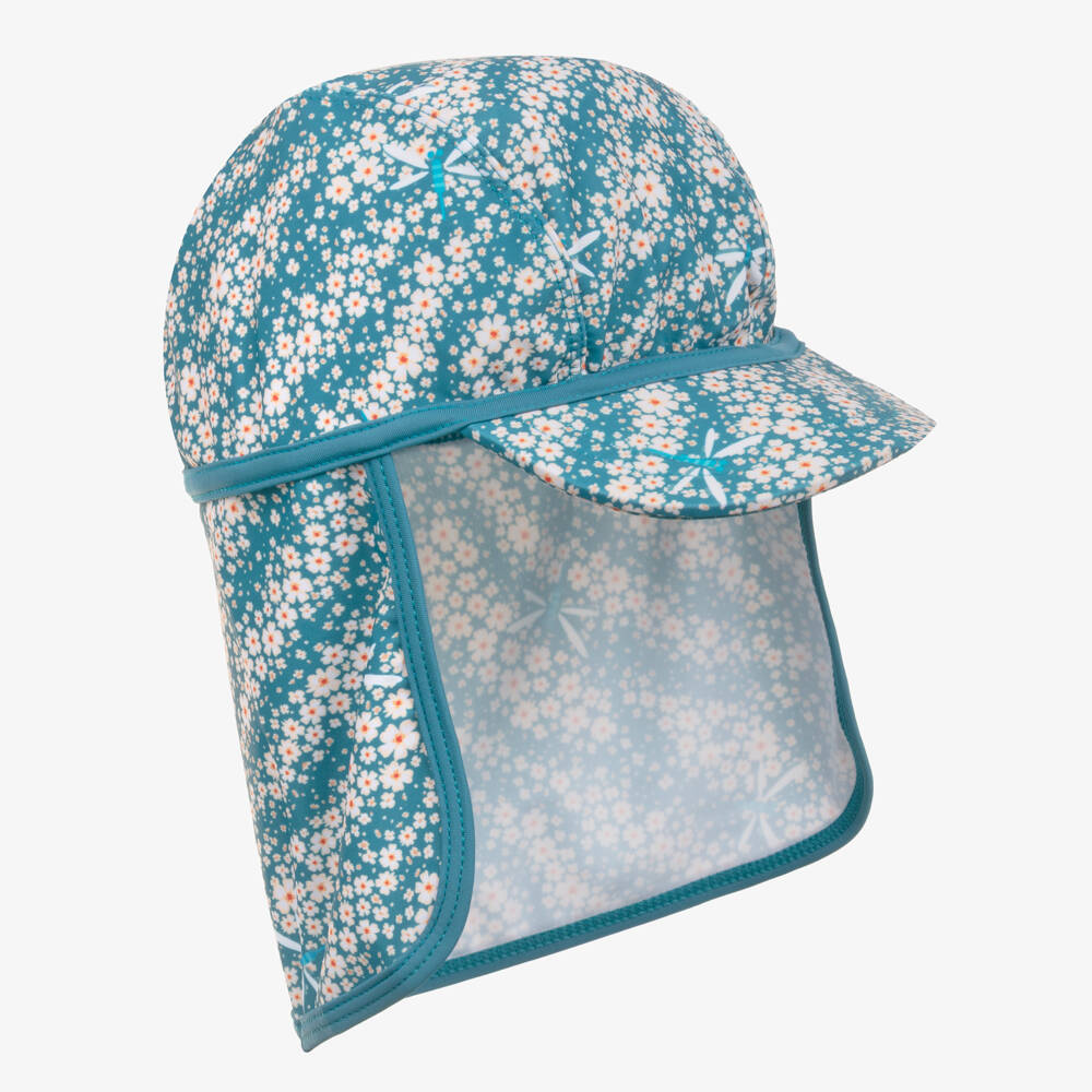 Playshoes-Girls Blue Floral Swim Hat (UPF40+) | Childrensalon