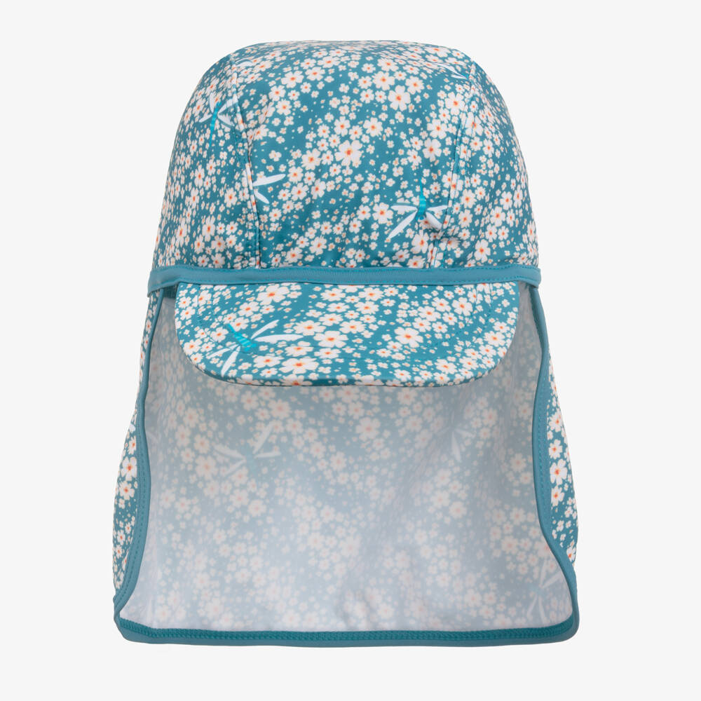 Playshoes-Girls Blue Floral Swim Hat (UPF40+) | Childrensalon