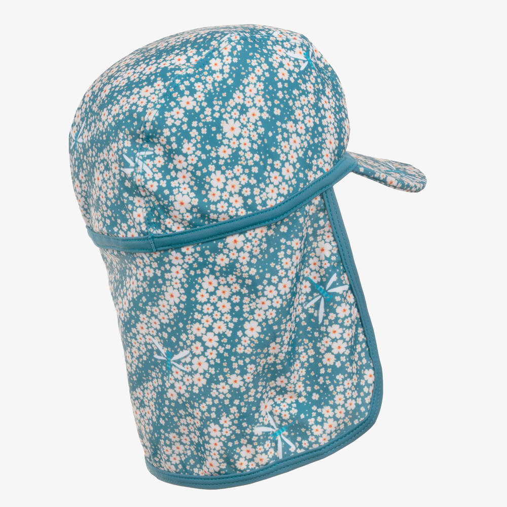 Playshoes-Girls Blue Floral Swim Hat (UPF40+) | Childrensalon