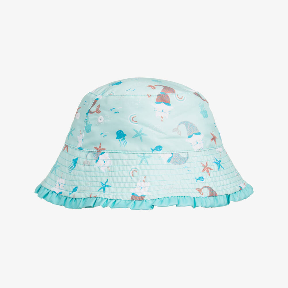 Playshoes-Зеленая двусторонняя панама для девочек UPF40+ | Childrensalon