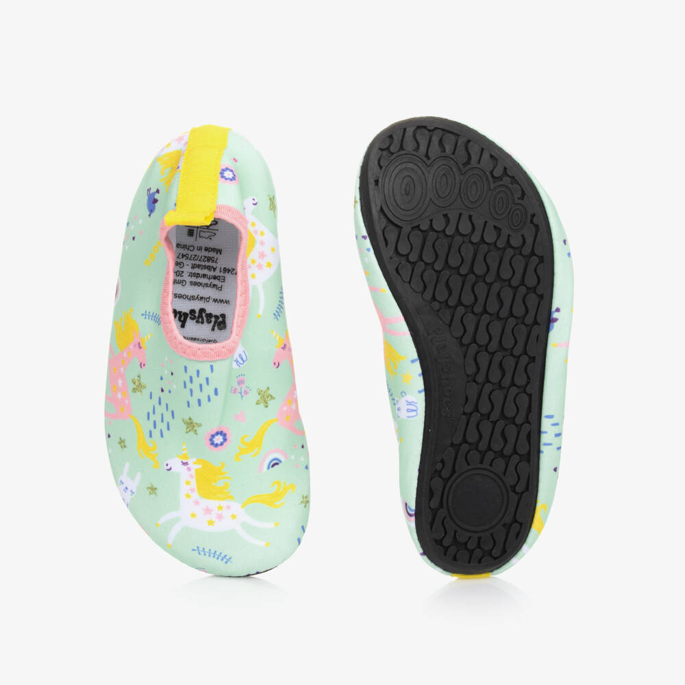 Playshoes-Girls Green Unicorn Aqua Shoes | Childrensalon
