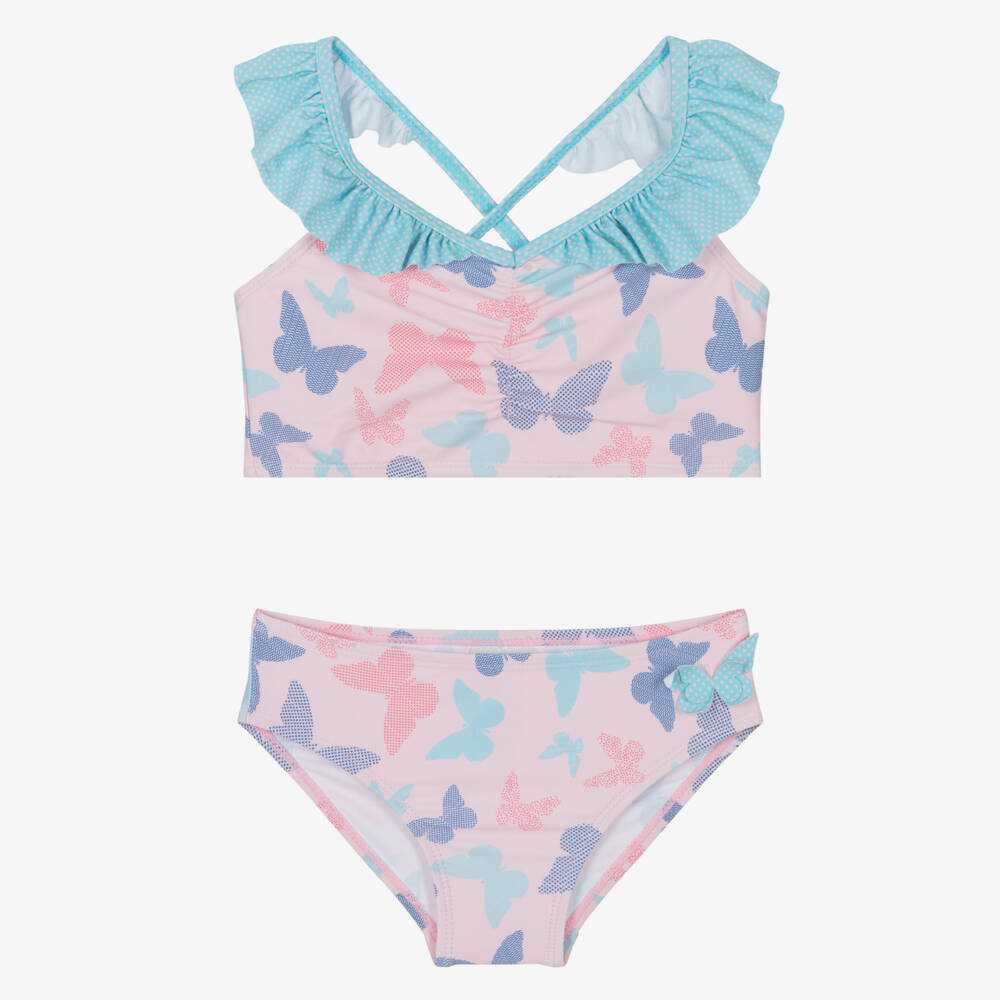 Playshoes-Girls Pink Butterfly Print Bikini (UPF 50+) | Childrensalon