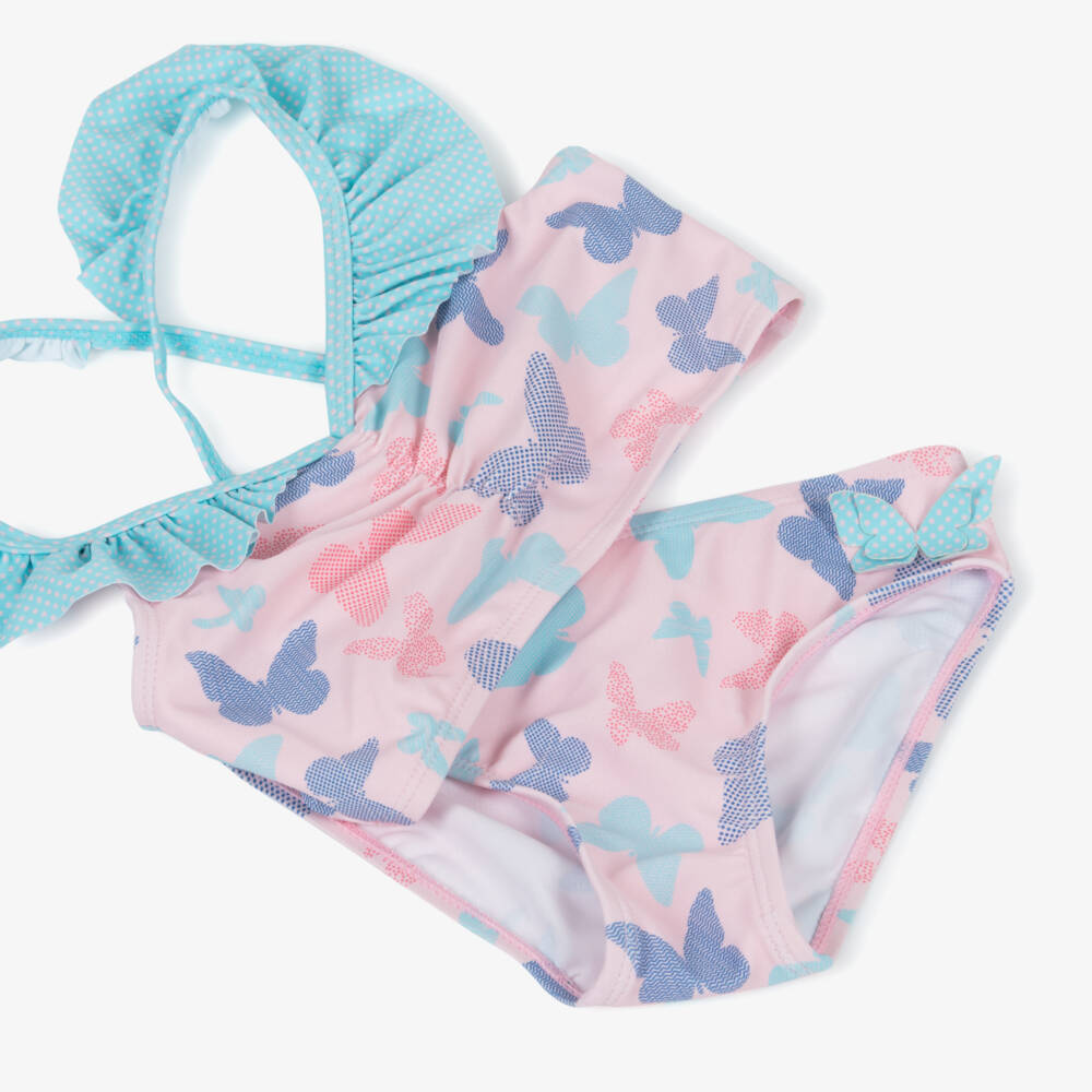 Playshoes-Girls Pink Butterfly Print Bikini (UPF 50+) | Childrensalon