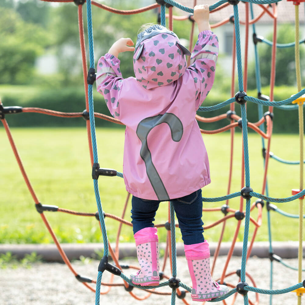 Playshoes-Girls Pink & Heart Raincoat | Childrensalon