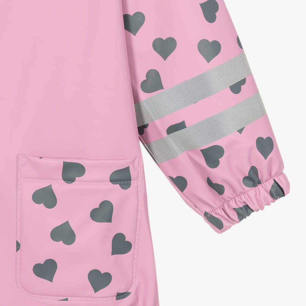 Playshoes-Girls Pink & Heart Raincoat | Childrensalon
