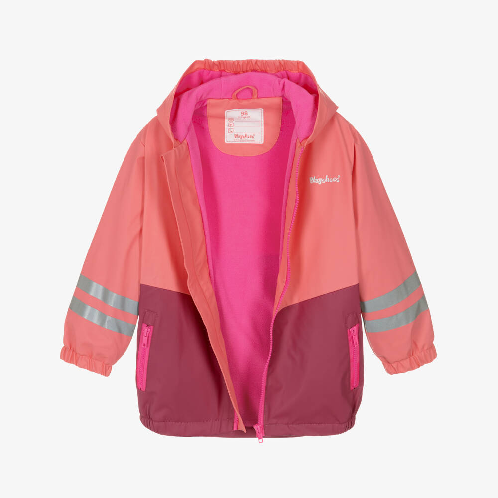 Playshoes-Girls Pink & Purple Hooded Raincoat | Childrensalon