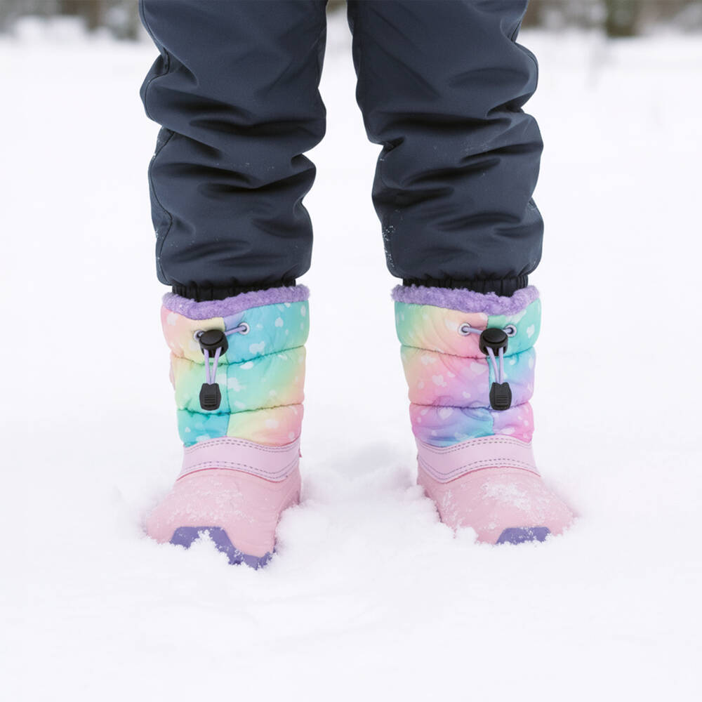 Playshoes-Сноубуты розовые радужные с сердечками для девочек | Childrensalon