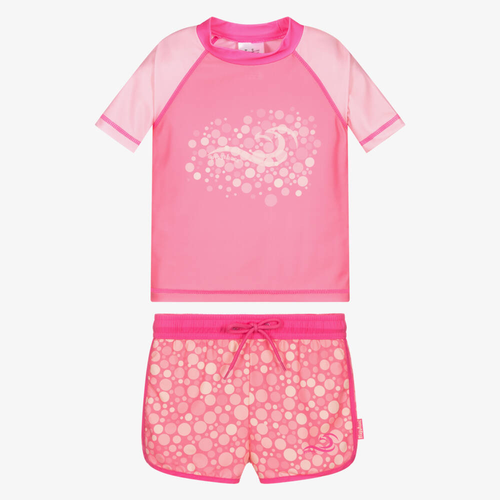 Playshoes-Girls Pink Swim Top & Shorts Set (UPF40+) | Childrensalon