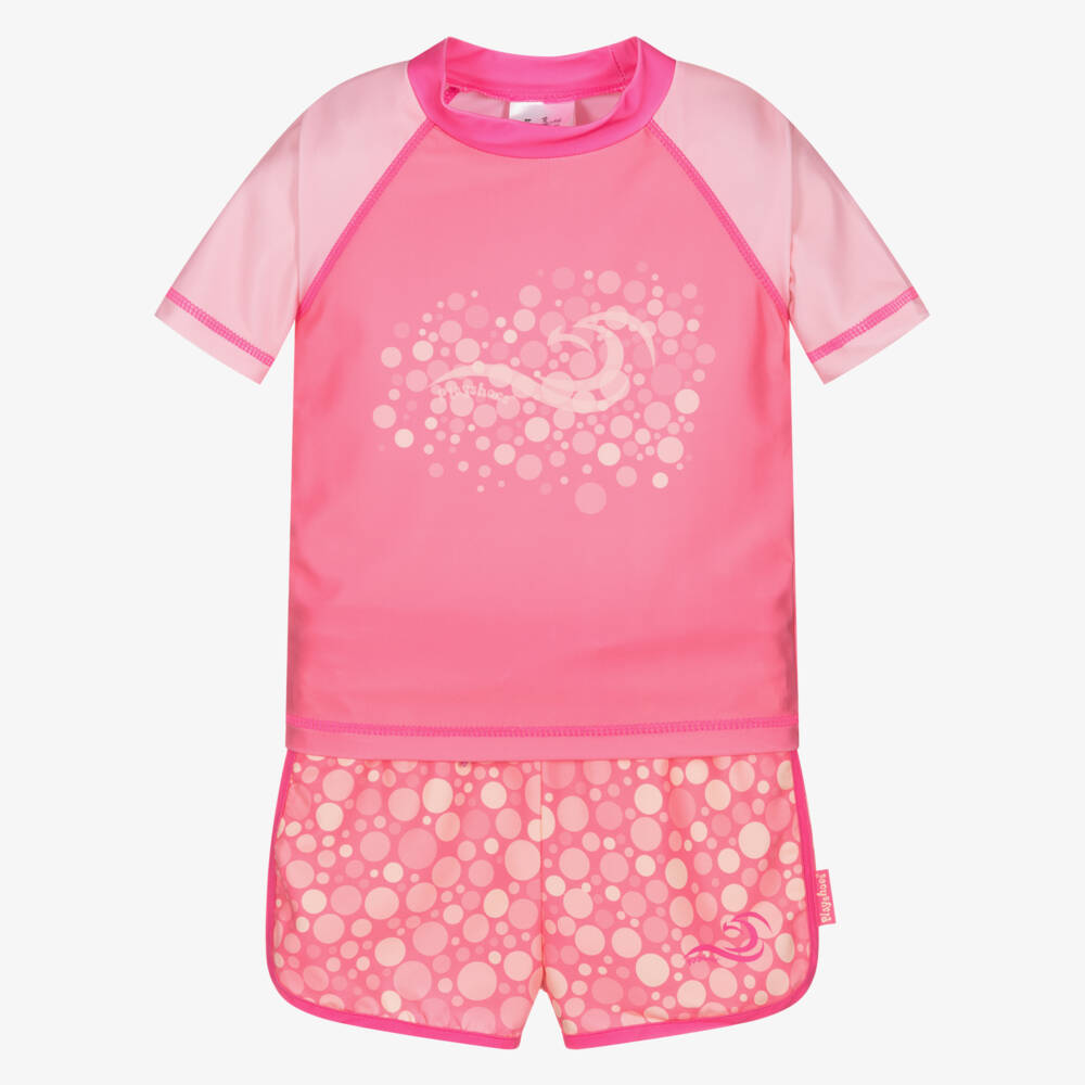 Playshoes-Girls Pink Swim Top & Shorts Set (UPF40+) | Childrensalon