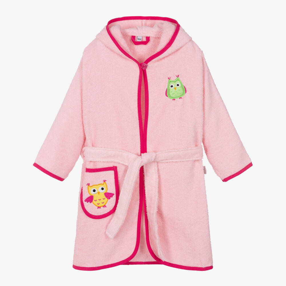 Playshoes-Girls Pink Towelling Bathrobe | Childrensalon