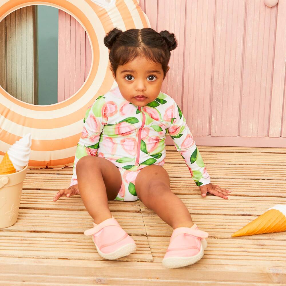 Playshoes-Girls Pink Velcro Aqua Shoes | Childrensalon