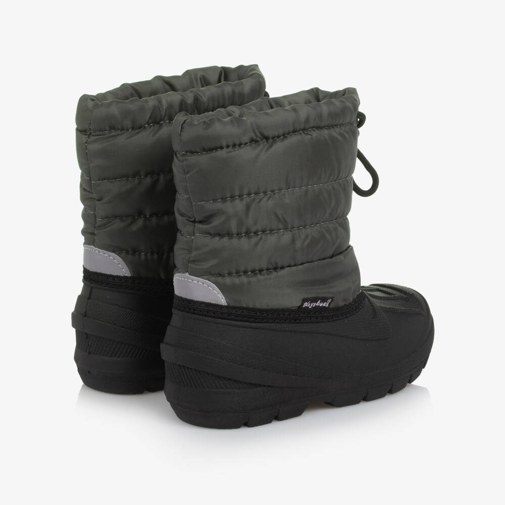 Playshoes-Grey & Black Drawstring Snow Boots | Childrensalon