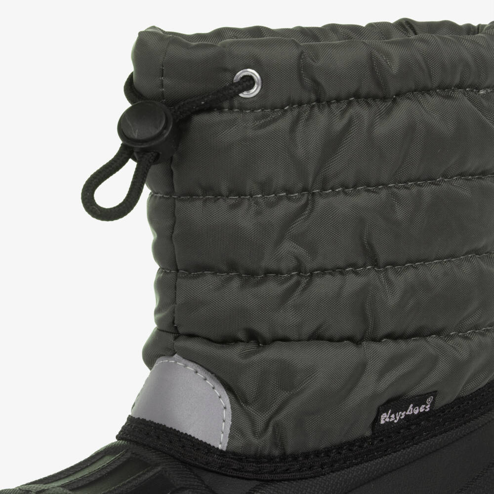 Playshoes-Grey & Black Drawstring Snow Boots | Childrensalon