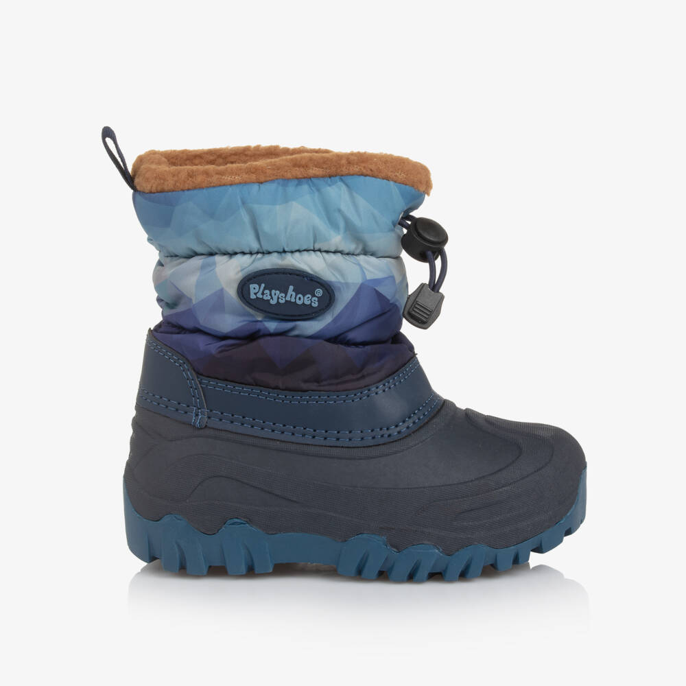 Playshoes-Navy Blue Drawstring Snow Boots | Childrensalon
