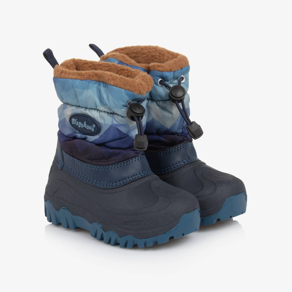 Playshoes-Navy Blue Drawstring Snow Boots | Childrensalon