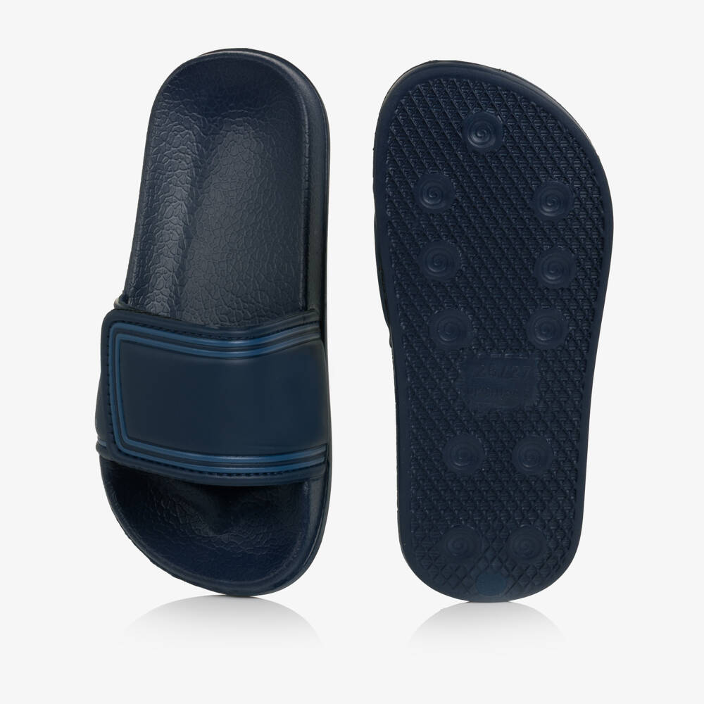 Playshoes-Navy Blue Velcro Strap Sliders | Childrensalon