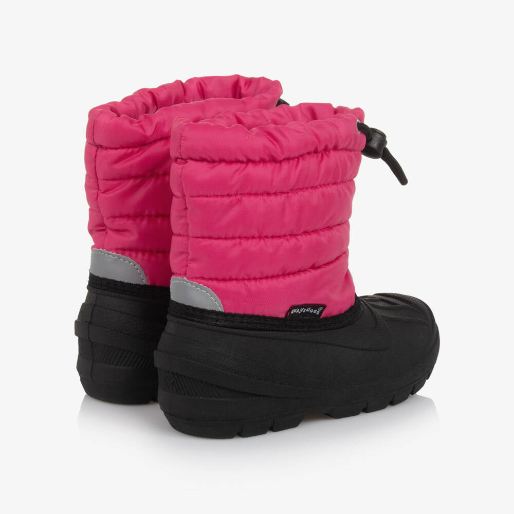 Playshoes-Pink & Black Drawstring Snow Boots | Childrensalon