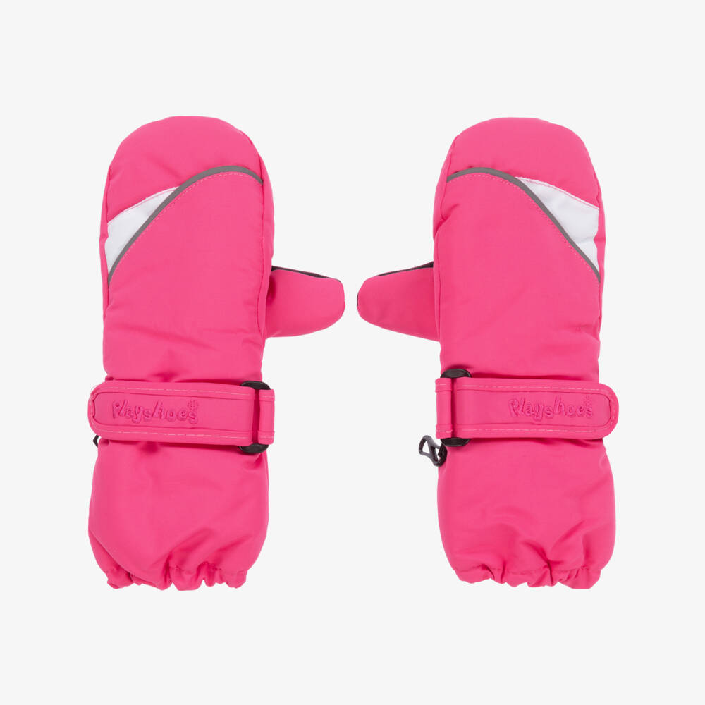 Playshoes-Pink Extra Long Waterproof Thermal Ski Mittens | Childrensalon