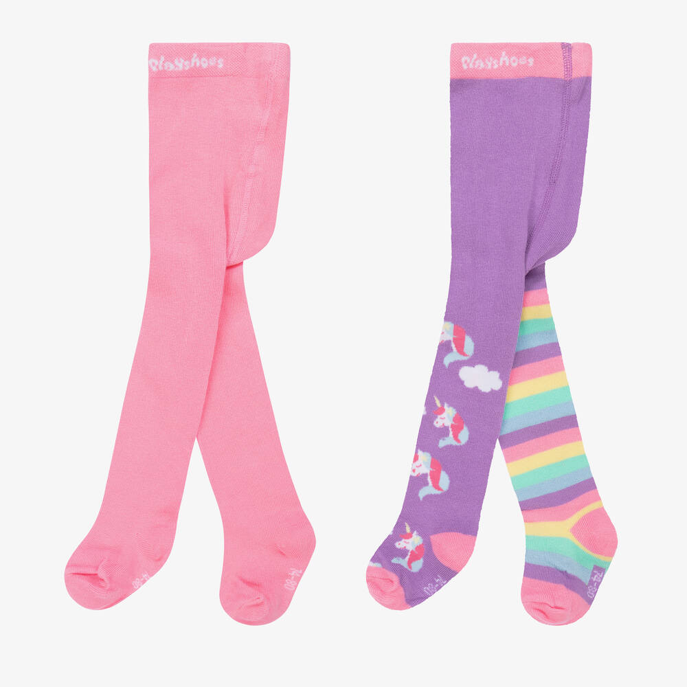 Playshoes-Pink & Purple Tights (2 Pack) | Childrensalon