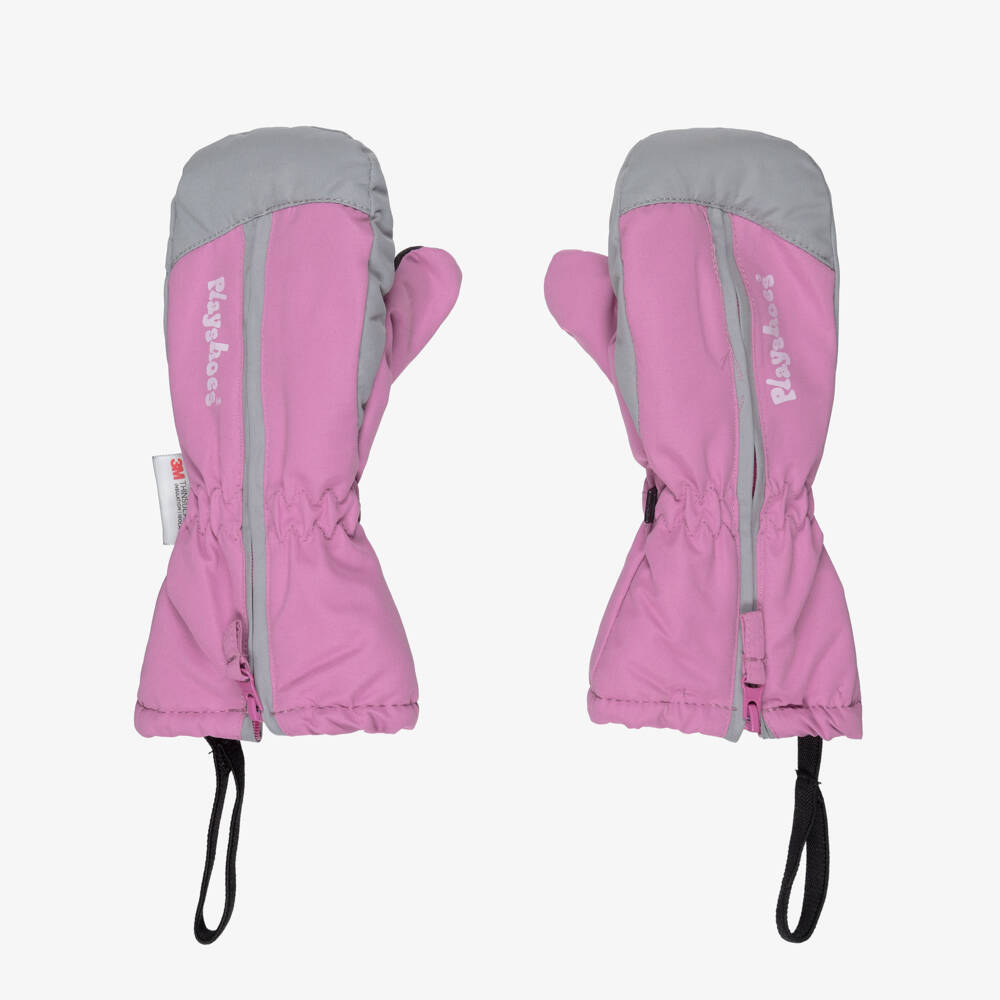 Playshoes-Pink Zip-Up Ski Mittens | Childrensalon