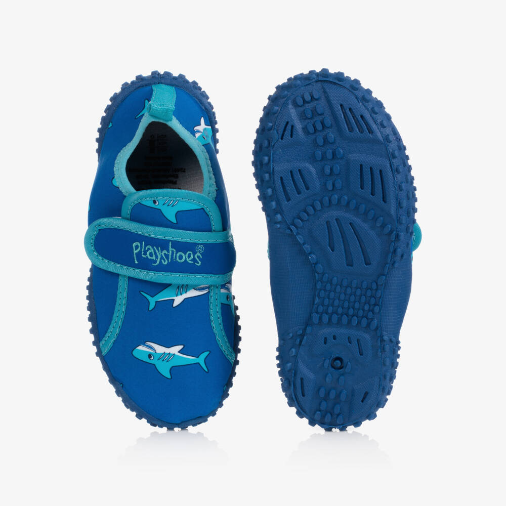 Playshoes-Синяя акваобувь с акулами (UPF 50+) | Childrensalon