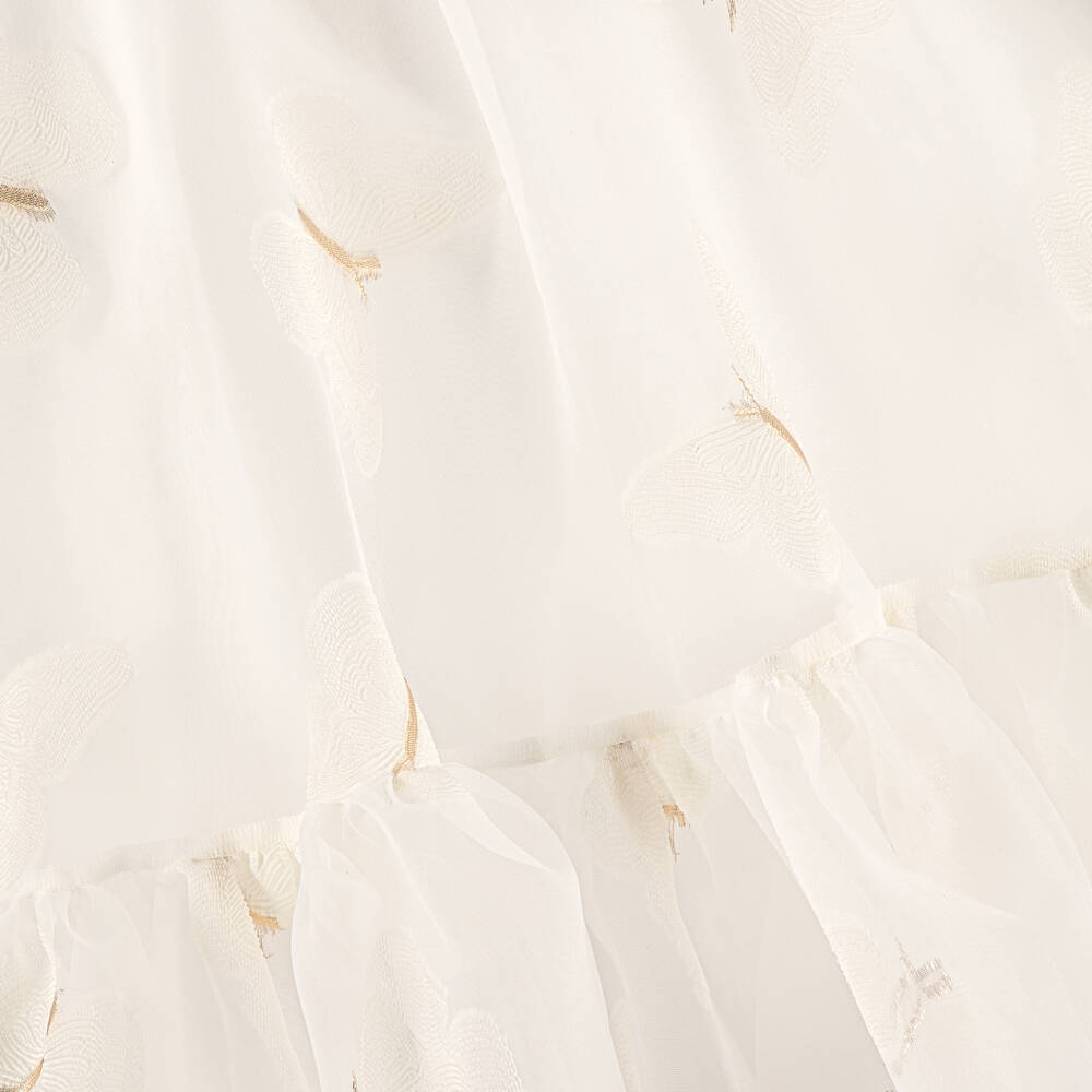 POCA & POCA-Платье кремовое из жаккардового жоржета с бабочками для девочек | Childrensalon