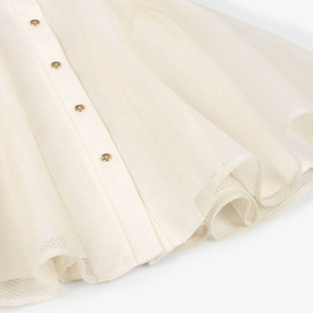 POCA & POCA-Girls Ivory Mesh Dress with Ruffle Sleeves | Childrensalon