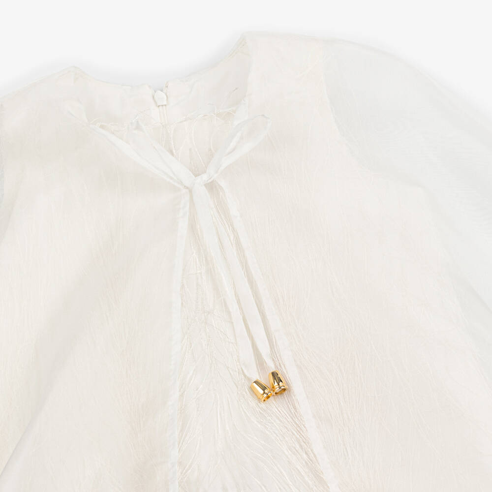 POCA & POCA-Girls Ivory Organza Cape Dress | Childrensalon