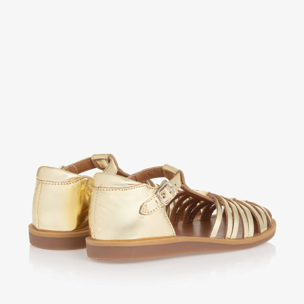 Pom d'Api-صندل جلد لون ذهبي للبنات | Childrensalon