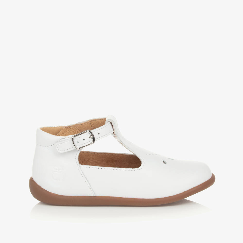 Pom d'Api-حذاء لمرحلة بدء المشي جلد لون أبيض | Childrensalon