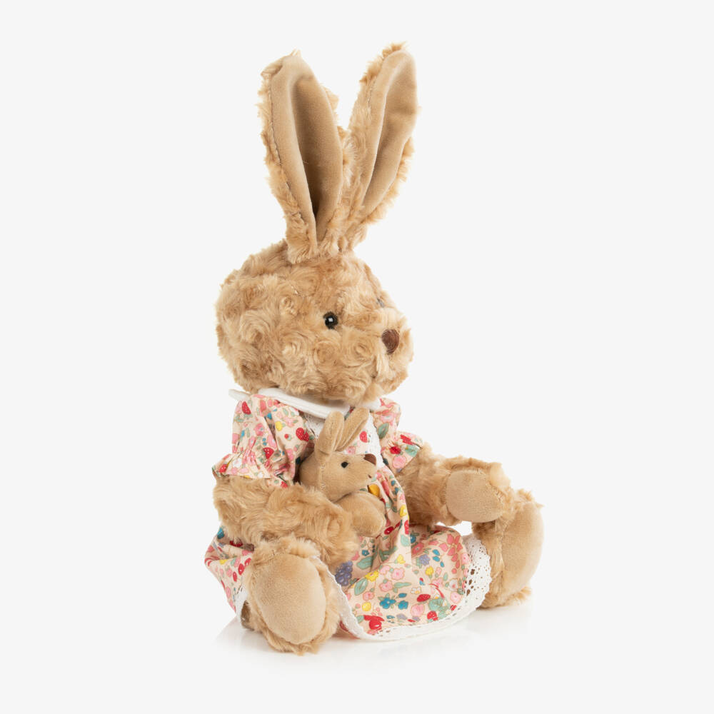 Powell Craft-Beige Rabbit Soft Toy in Floral Fruit Dress (45cm) | Childrensalon