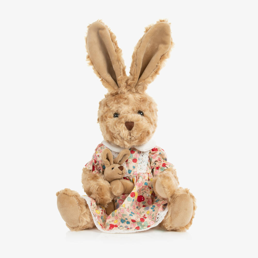 Powell Craft-Beige Rabbit Soft Toy in Floral Fruit Dress (45cm) | Childrensalon