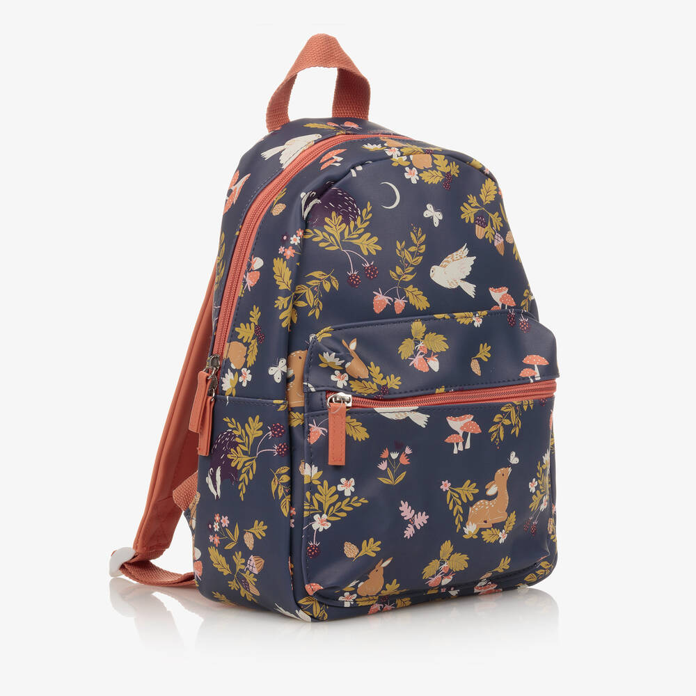Powell Craft-Blue Woodland Print Backpack (31cm) | Childrensalon