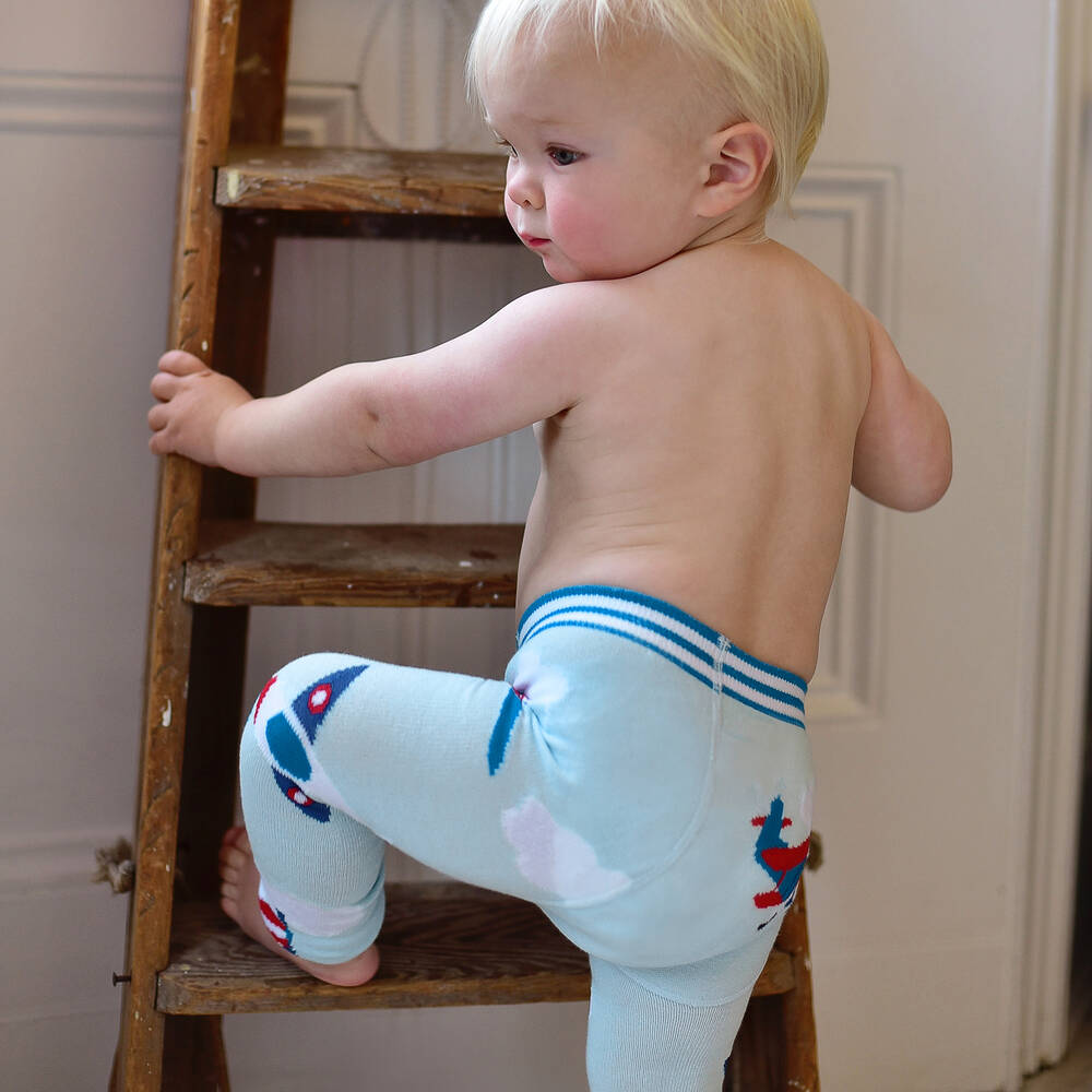 Powell Craft-Boys Blue Cotton Leggings | Childrensalon