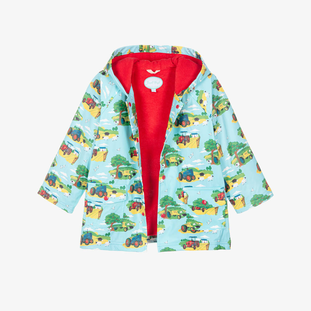 Powell Craft-Boys Blue Countryside Print Raincoat | Childrensalon